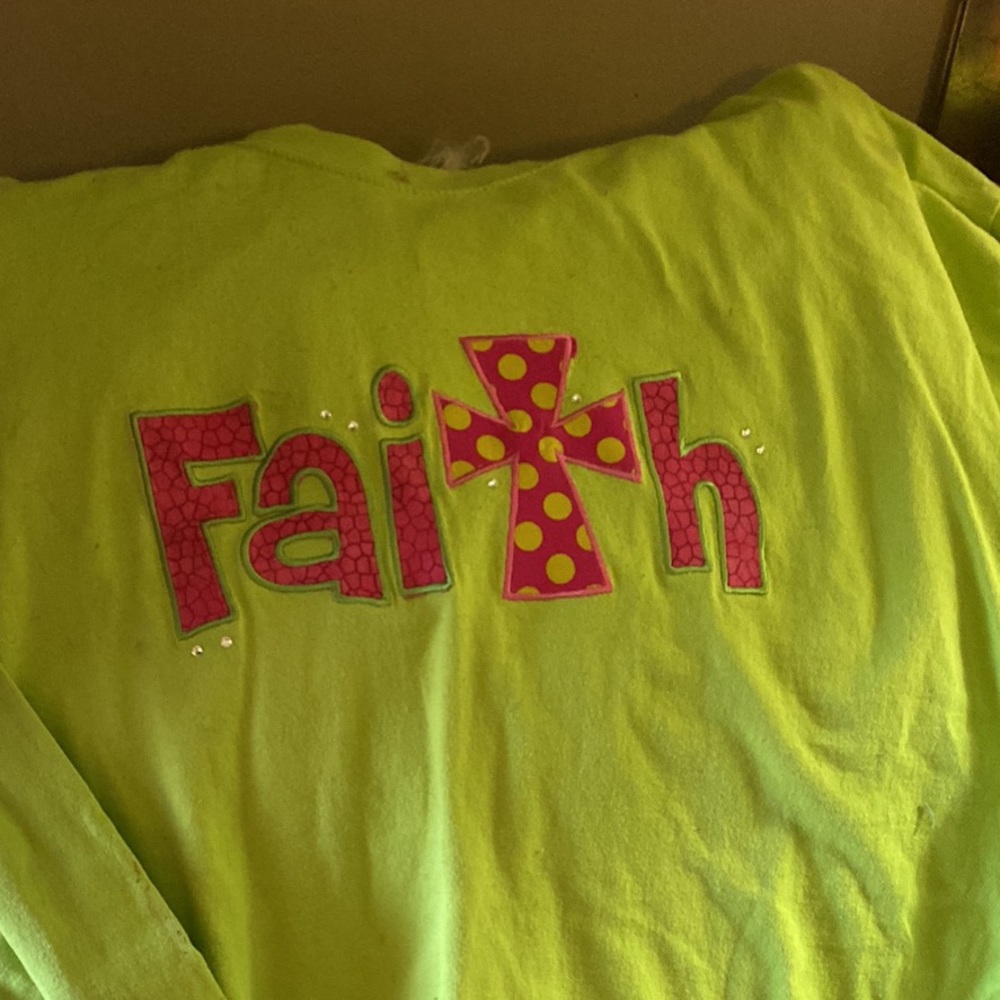 Long sleeve lime green Faith tshirt